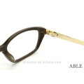 2015 double color designer optical frames acetate hand made spectacles eyeglasss with golden metal temple